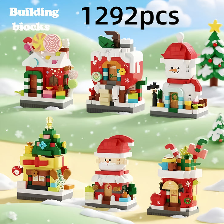 1292pcs Extra Large Building Blocks Set for Christmas Display, Winter Houses, Collector&