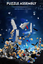 Technical Mechanical Whale Sea Life Animal World Assembly Building Blocks Bricks Set With Light