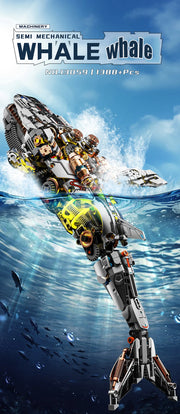 Technical Mechanical Whale Sea Life Animal World Assembly Building Blocks Bricks Set With Light
