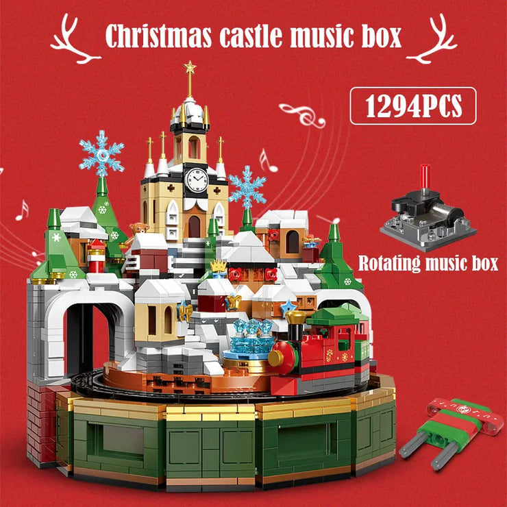 1455 Pcs City Christmas House House Building Blocks Friends Music Box Castle Train Santa Claus Tree Bricks Toys For Kids Gifts