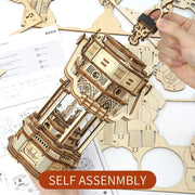 Robotime ROKR 84-Piece DIY 3D Starry Night Wooden Model – Rotatable Music Box Building Kit for Children and Adults