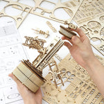 Robotime ROKR 84-Piece DIY 3D Starry Night Wooden Model – Rotatable Music Box Building Kit for Children and Adults