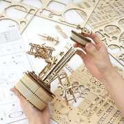 Robotime ROKR 84-Piece DIY 3D Starry Night Wooden Model – Rotatable Music Box Building Kit for Children and Adults