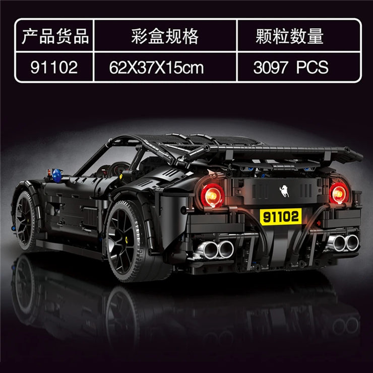 MOC 91102 Creative F12 Super Sport Black Racing Car Model RSR 3097 Pcs