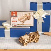 Robotime ROKR 3D Puzzle – Movable Steam Train, Car & Jeep Wooden Model Assembly Kit for Children and Adults