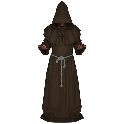 Cosplay Plague Doctor  Costume Medieval Hooded Robe Steampunk Terror Mask Hat Adult Halloween Party Role Play Size S-XL