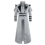 Vintage Steampunk Assassin Costume – Black Gothic Split Jacket with Medieval Pirate and Elven Style for Adult Men