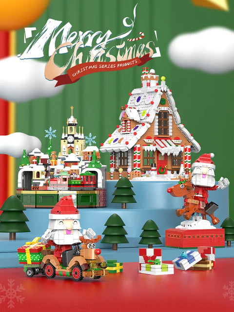 1455 Pcs City Christmas House House Building Blocks Friends Music Box Castle Train Santa Claus Tree Bricks Toys For Kids Gifts