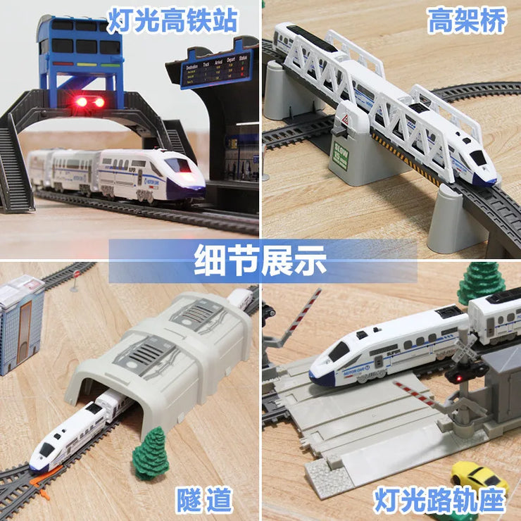 Electric High-Speed Railway Set – Harmony Train Model with DIY Tracks for Kids
