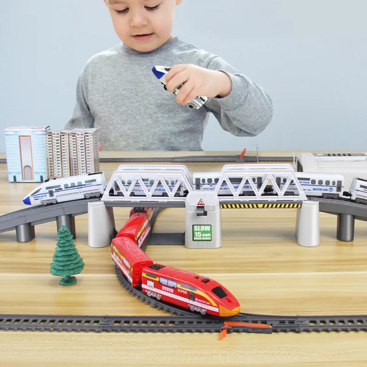 Electric High-Speed Railway Set – Harmony Train Model with DIY Tracks for Kids