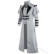 Vintage Steampunk Assassin Costume – Black Gothic Split Jacket with Medieval Pirate and Elven Style for Adult Men
