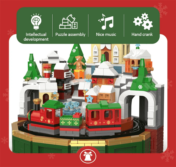 1455 Pcs City Christmas House House Building Blocks Friends Music Box Castle Train Santa Claus Tree Bricks Toys For Kids Gifts