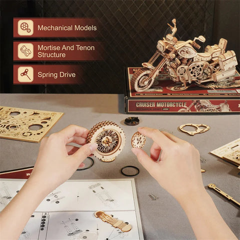 Robotime ROKR Cruiser Motorcycle DIY Wooden Model Kit – 420pcs Assembly Puzzle LK504