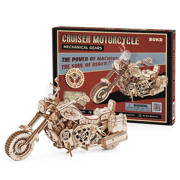 Robotime ROKR Cruiser Motorcycle DIY Wooden Model Kit – 420pcs Assembly Puzzle LK504