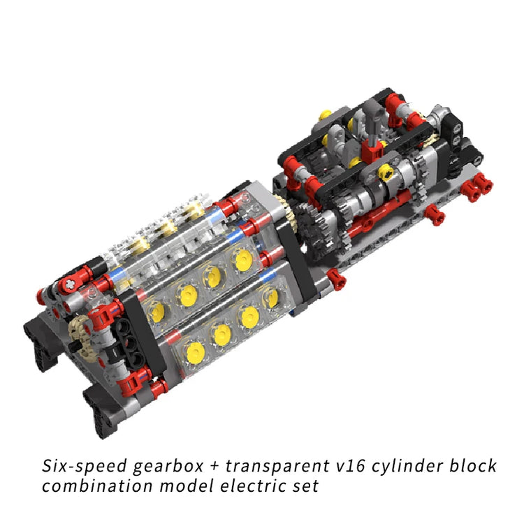 MOC DIY Electric Motor & Gearbox Kit – Technical Building Blocks for Mechanical Models