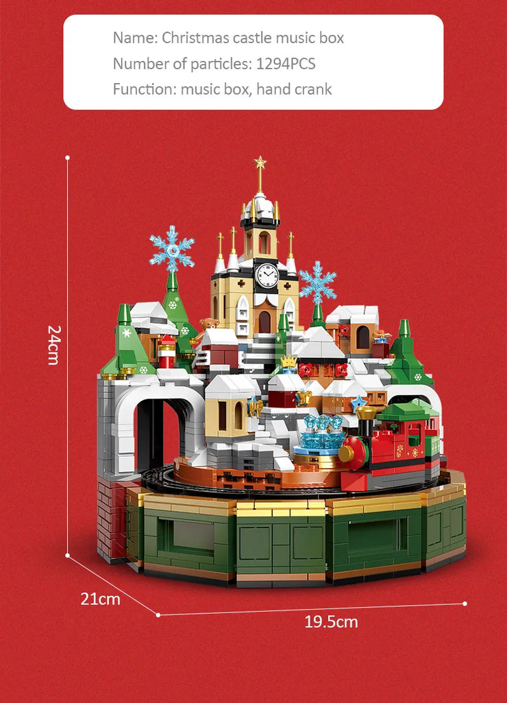 1455 Pcs City Christmas House House Building Blocks Friends Music Box Castle Train Santa Claus Tree Bricks Toys For Kids Gifts