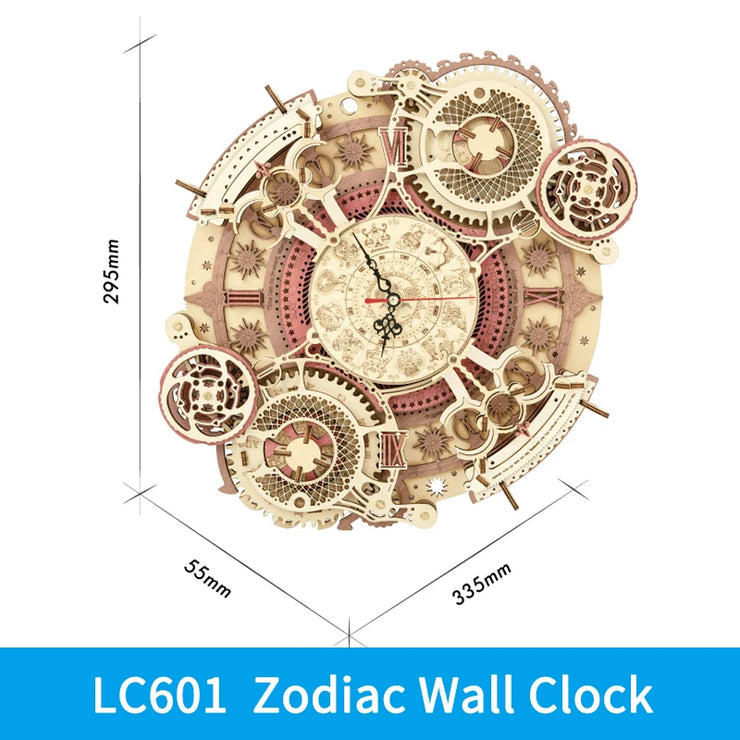 Robotime ROKR LC601 Zodiac Wall Clock – 3D Wooden Puzzle Model Kit