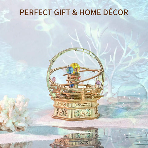 Robotime ROKR 84-Piece DIY 3D Starry Night Wooden Model – Rotatable Music Box Building Kit for Children and Adults