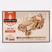 Robotime ROKR 3D Puzzle – Movable Steam Train, Car & Jeep Wooden Model Assembly Kit for Children and Adults
