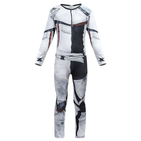 Descendants 3 Carlos Gil Cosplay Costume – Polyester 3D Printed Jumpsuit with Wig for Adults and Kids, Ideal for Halloween Events