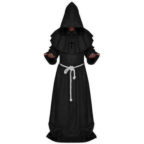 Cosplay Plague Doctor  Costume Medieval Hooded Robe Steampunk Terror Mask Hat Adult Halloween Party Role Play Size S-XL