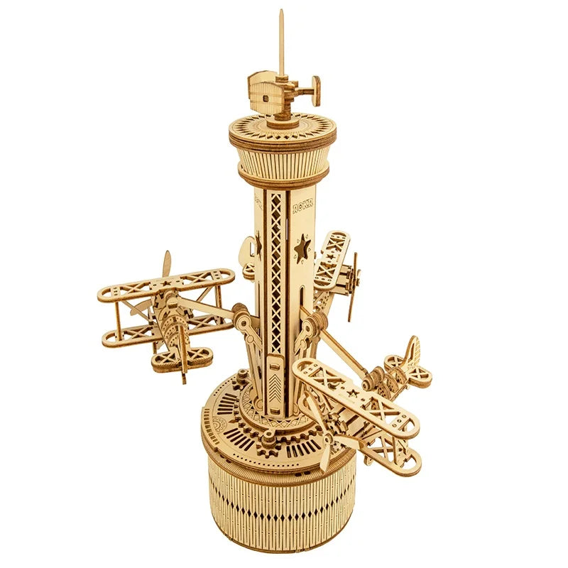 Robotime ROKR 84-Piece DIY 3D Starry Night Wooden Model – Rotatable Music Box Building Kit for Children and Adults