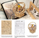 Robotime ROKR 84-Piece DIY 3D Starry Night Wooden Model – Rotatable Music Box Building Kit for Children and Adults