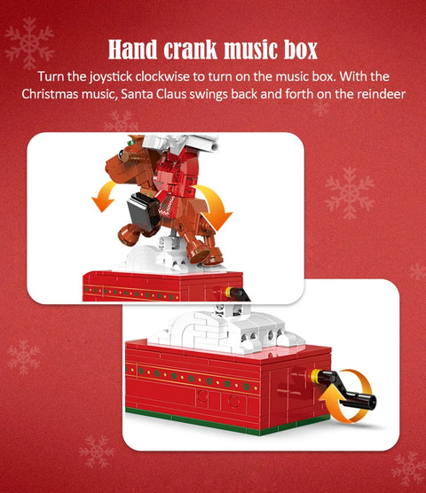 1455 Pcs City Christmas House House Building Blocks Friends Music Box Castle Train Santa Claus Tree Bricks Toys For Kids Gifts