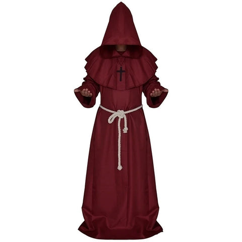 Cosplay Plague Doctor  Costume Medieval Hooded Robe Steampunk Terror Mask Hat Adult Halloween Party Role Play Size S-XL