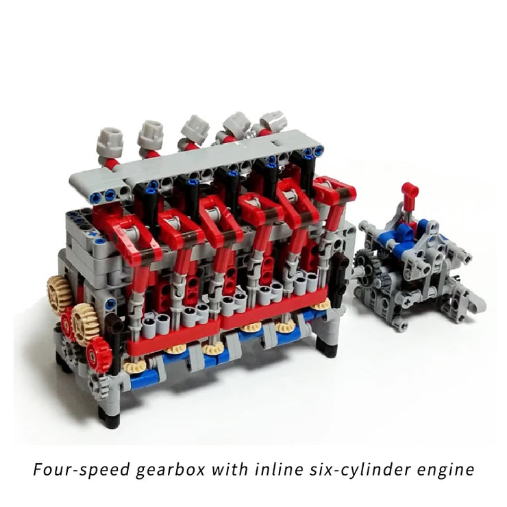 MOC DIY Electric Motor & Gearbox Kit – Technical Building Blocks for Mechanical Models