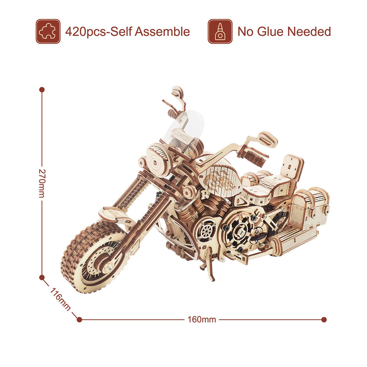 Robotime ROKR Cruiser Motorcycle DIY Wooden Model Kit – 420pcs Assembly Puzzle LK504
