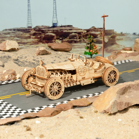 Robotime ROKR 3D Puzzle – Movable Steam Train, Car & Jeep Wooden Model Assembly Kit for Children and Adults