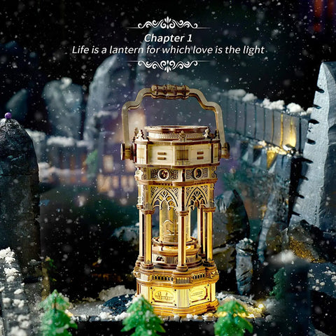 Robotime ROKR 84-Piece DIY 3D Starry Night Wooden Model – Rotatable Music Box Building Kit for Children and Adults