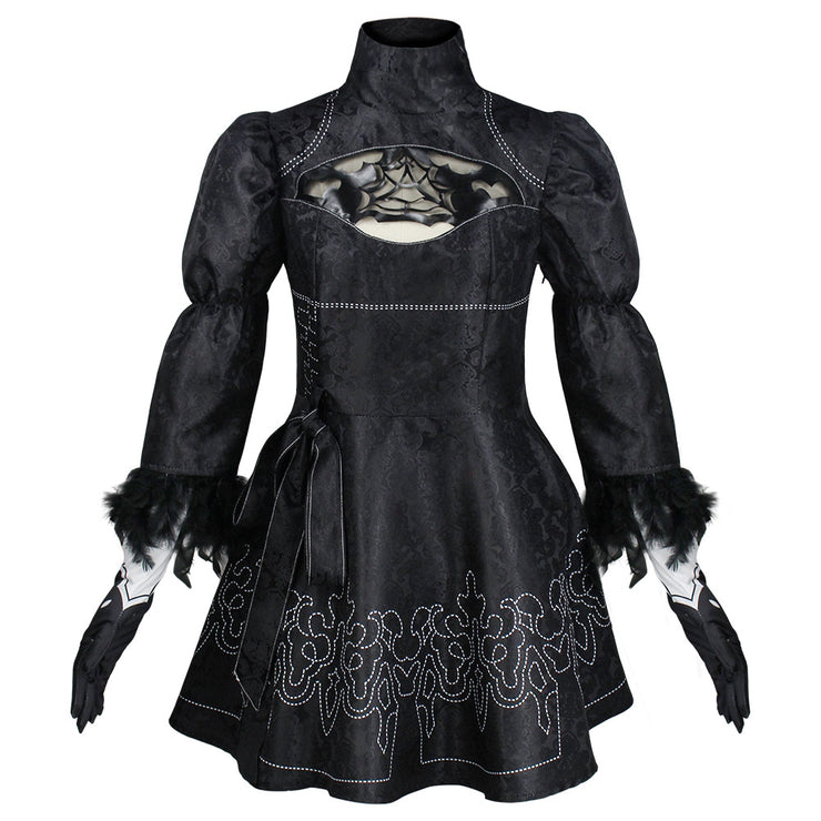 Big Size Yorha 2B Cosplay Costume Black Leotard Dress 2B Full Set Halloween Shojou Magical Girl Outfits Wig Gloves Eyemask Socks
