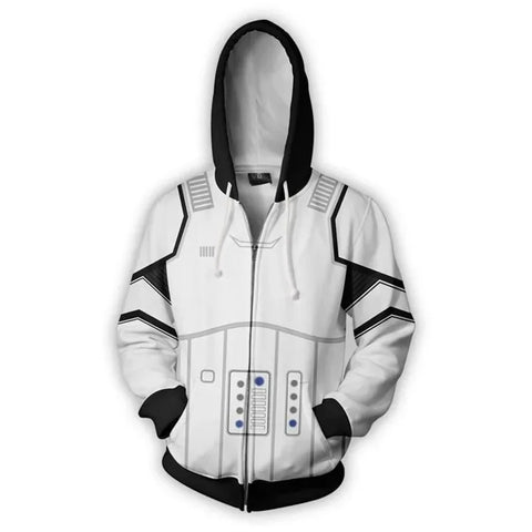 R2-D2 Cosplay Hoodie – Robot Sweatshirt with Zipper, Inspired by Darth Vader and Stormtrooper for Men and Women