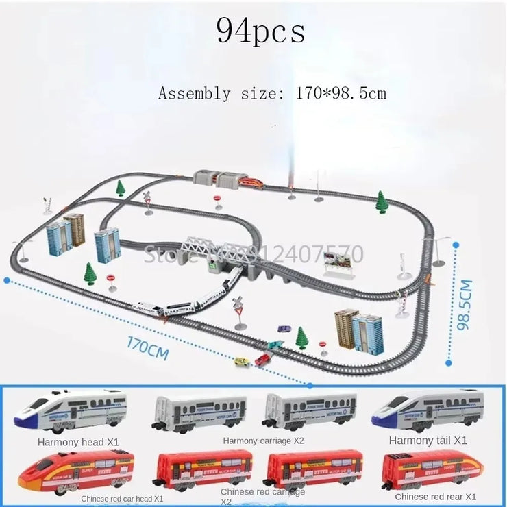 Electric High-Speed Train Set – Harmony Model with DIY Railway Tracks for Kids