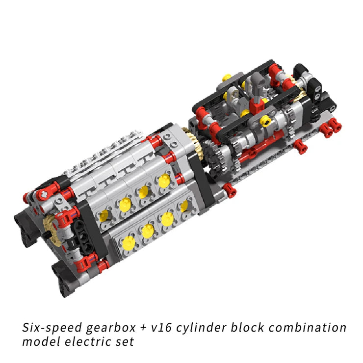 MOC DIY Electric Motor & Gearbox Kit – Technical Building Blocks for Mechanical Models