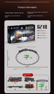 Retro Steam Train Track Set – Electric Locomotive with Smoke, Lights, Sound, Cargo Cars & Tracks for Kids