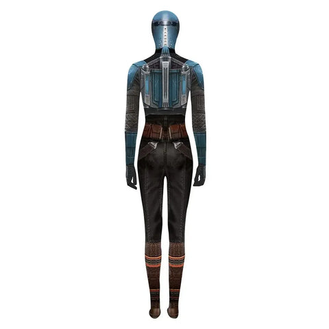 Mandalorian Jumpsuit with Head Cover 3D Bodysuit Cosplay Costume Halloween Masquerade Performance Outfits for Adult Kids