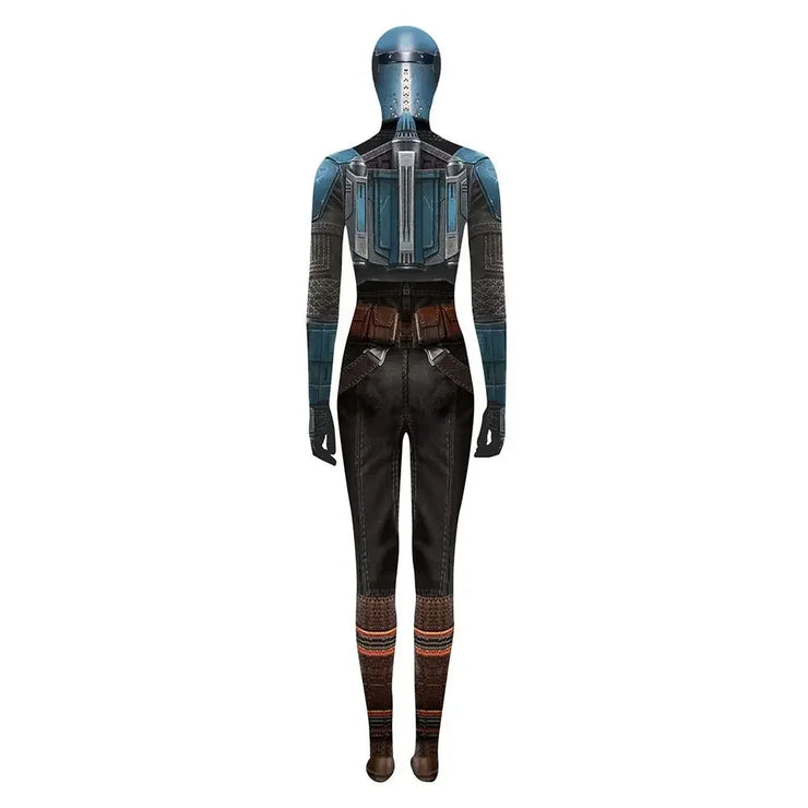 Mandalorian Jumpsuit with Head Cover 3D Bodysuit Cosplay Costume Halloween Masquerade Performance Outfits for Adult Kids