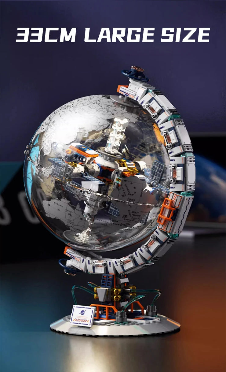 Creative Technology Space Station Transparent Globe Building Set – High-Tech Construction Bricks