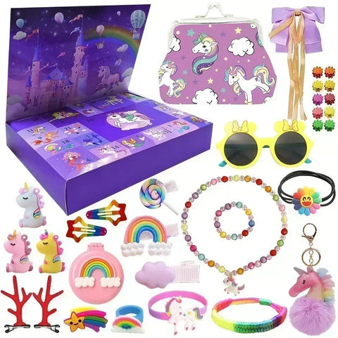 Christmas Advent Calendar Box Princess Dress Up Headwear Jewelry Set cute unicorn toys 24Days Countdown Calendar Xmas Gifts