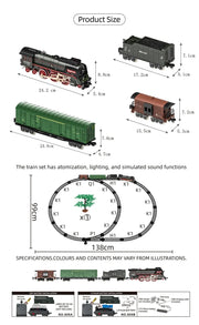 Retro Electric Steam Train Set – Classic Model with Tracks, Smoke, Sound & Light for Kids