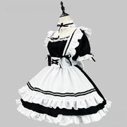 Black and White Lolita Maid Costume – Cute French Apron Dress Uniform for Cafe, Parties, and Cosplay