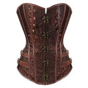 Steampunk Corsets for Women Gothic Corset Bustier Zipper Plus Size Vintage Faux Leather Corset Top Brown Plus Sizes