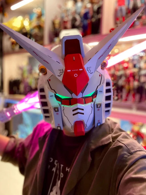 Vol.1 RX-78-02 Cyberpunk Mech Robot Helmet – 1:1 Scale Cosplay Mask with Light Touch Control