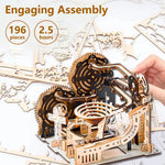 3D Wooden Marble Run Set — DIY Assembly Mechanical Model Kit (Ages 8+)