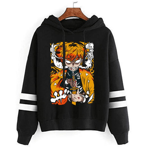 Demon Slayer Hoodie Zenitsu Agatsuma Pullovers Sweatshirt Fashion Manga Street Cool Top Demon Slayer Anime