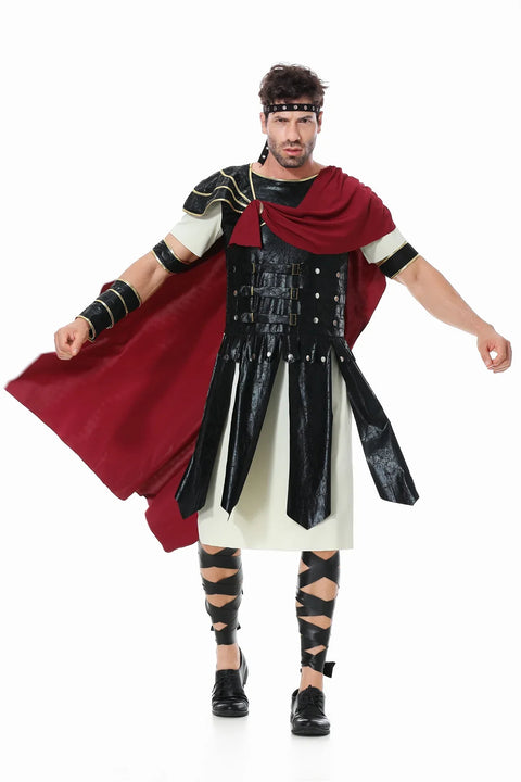 Medieval Roman Royal Knight Warrior Cosplay Halloween Costume For Men Adult Carnival Gladiators Soldier Cloak