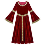 Girls Medieval Renaissance Velvet Dress Princess Queen Cosplay Costume Party Dress